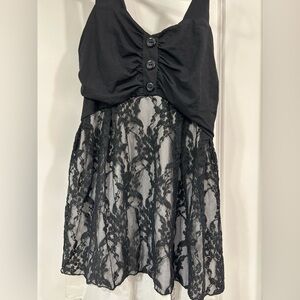 Pinky Black Lace A-Line Midi Skirt